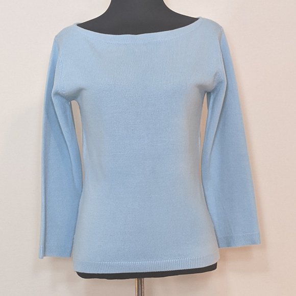 BCBG MaxAzria Sweater Lightweight Blue 3/4 Sleeve - Picture 1 of 6